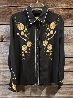 Scully Wesyern Retro Vintage Style Cowgirl Shirt Size Large